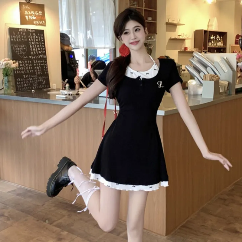 XIANSINIAO Short Sleeved Dress Women's-3