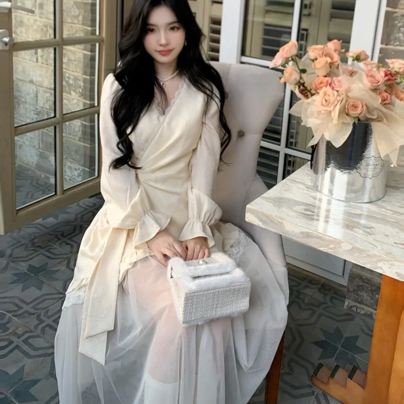 XIANSINIAO Long Sleeved Dress Women's-4
