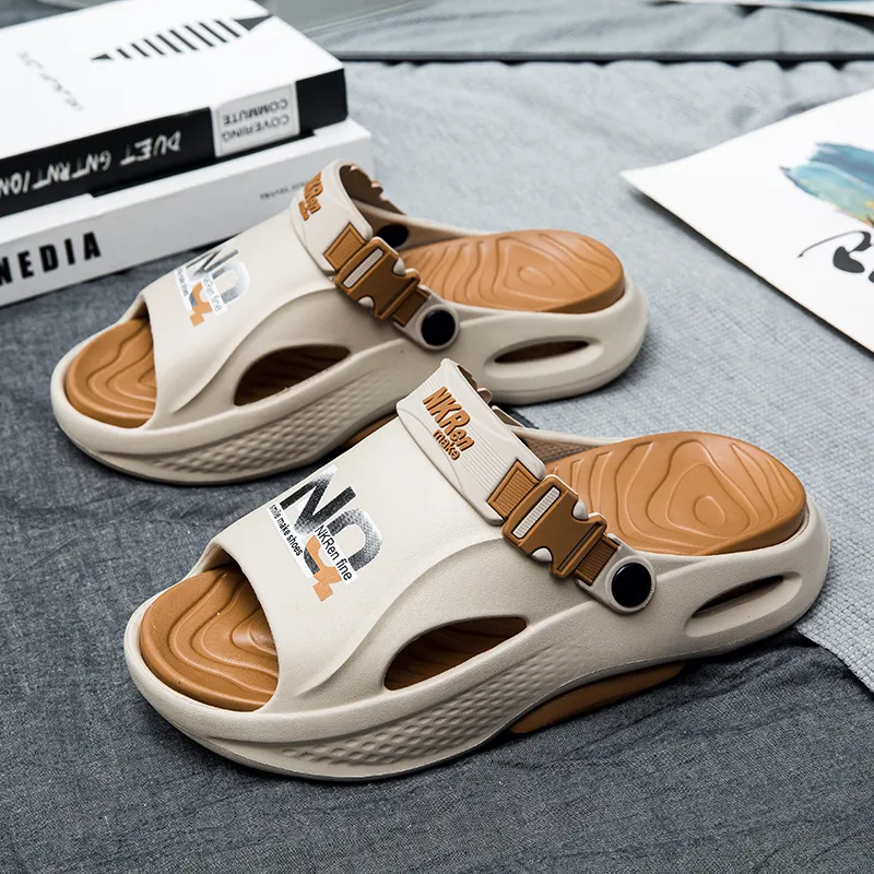 FCMM Beach Sandals Men Black Orange/Khaki/White Blue/Matcha Green-5