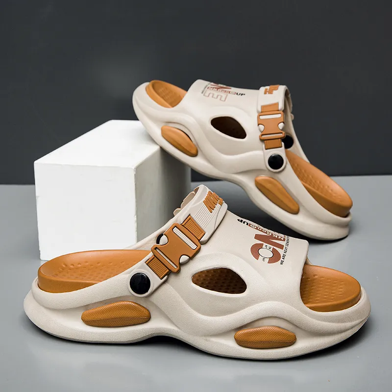 FCMM Beach Sandals Men Khaki/White Blue/Black Orange/Matcha Green-2
