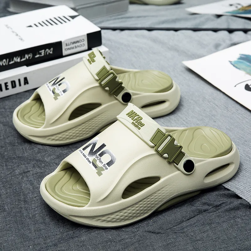 FCMM Beach Sandals Men Black Orange/Khaki/White Blue/Matcha Green-13