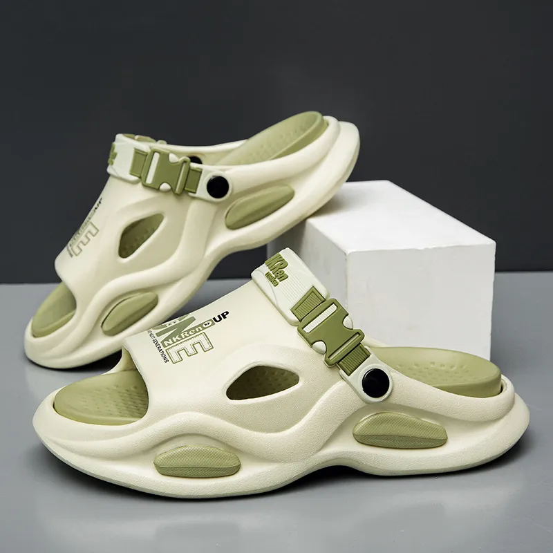 FCMM Beach Sandals Men Khaki/White Blue/Black Orange/Matcha Green-14