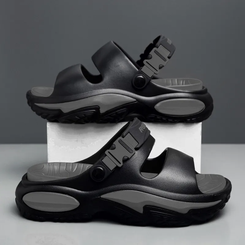 FCMM Beach Sandals Men Khaki/Black Gray/Matcha Green/Black Orange-10