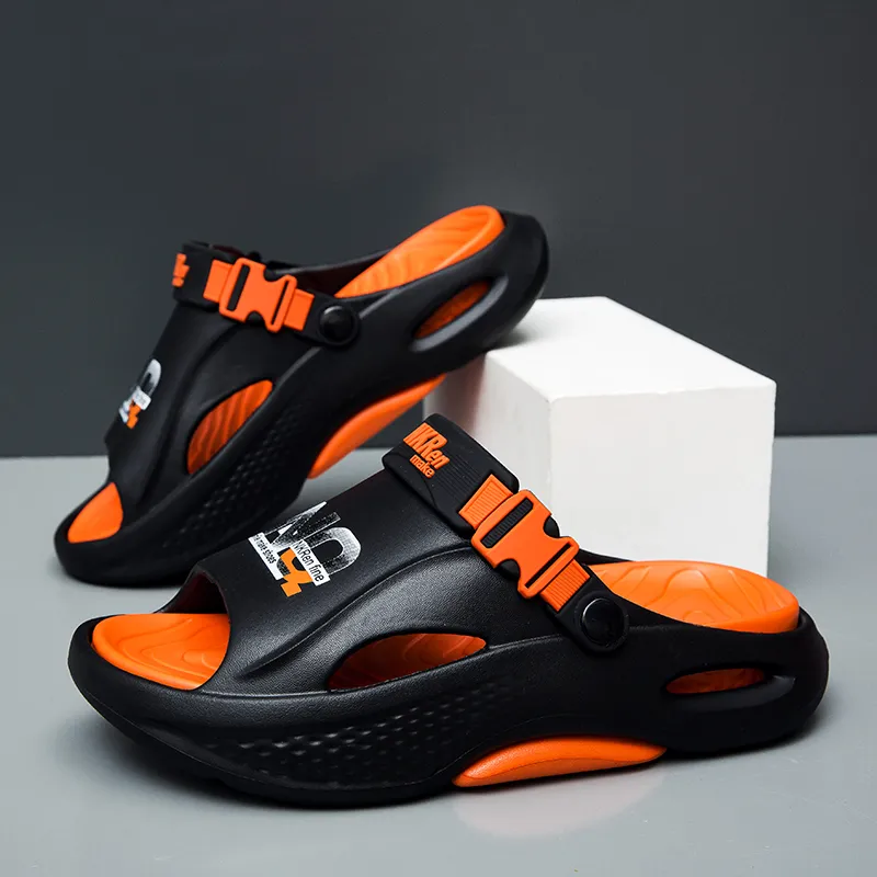 FCMM Beach Sandals Men Black Orange/Khaki/White Blue/Matcha Green-9