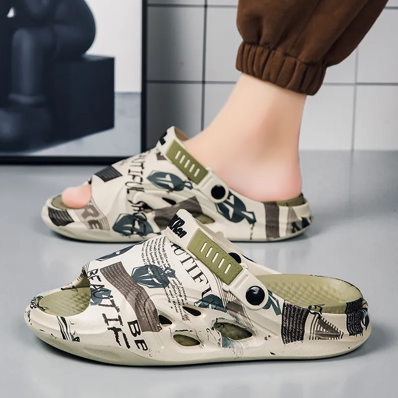 FCMM Beach Sandals Men Khaki/Black Orange/Matcha Green-9