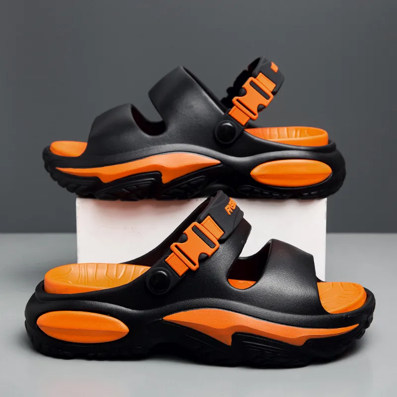 FCMM Beach Sandals Men Khaki/Black Gray/Matcha Green/Black Orange-6