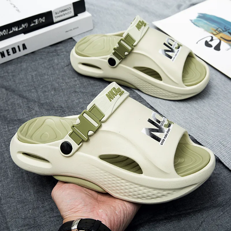 FCMM Beach Sandals Men Black Orange/Khaki/White Blue/Matcha Green-14