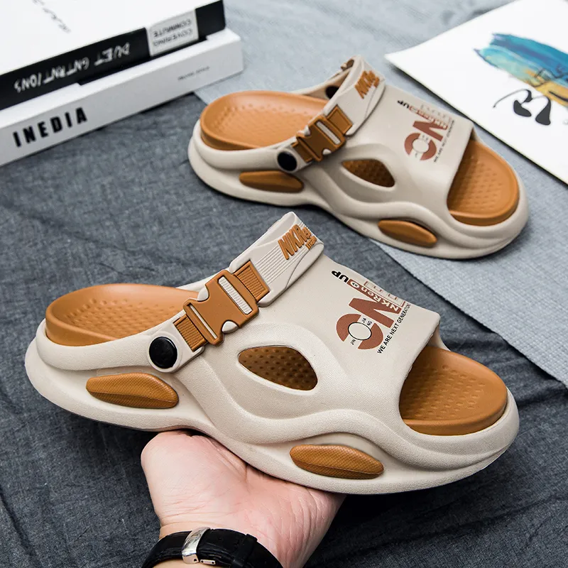 FCMM Beach Sandals Men Khaki/White Blue/Black Orange/Matcha Green-1