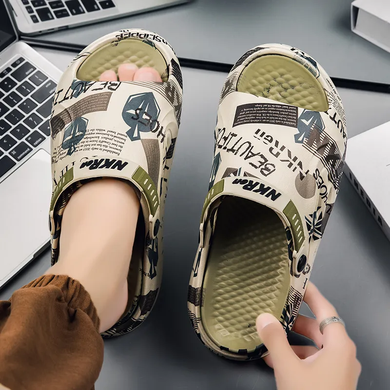 FCMM Beach Sandals Men Khaki/Black Orange/Matcha Green-11