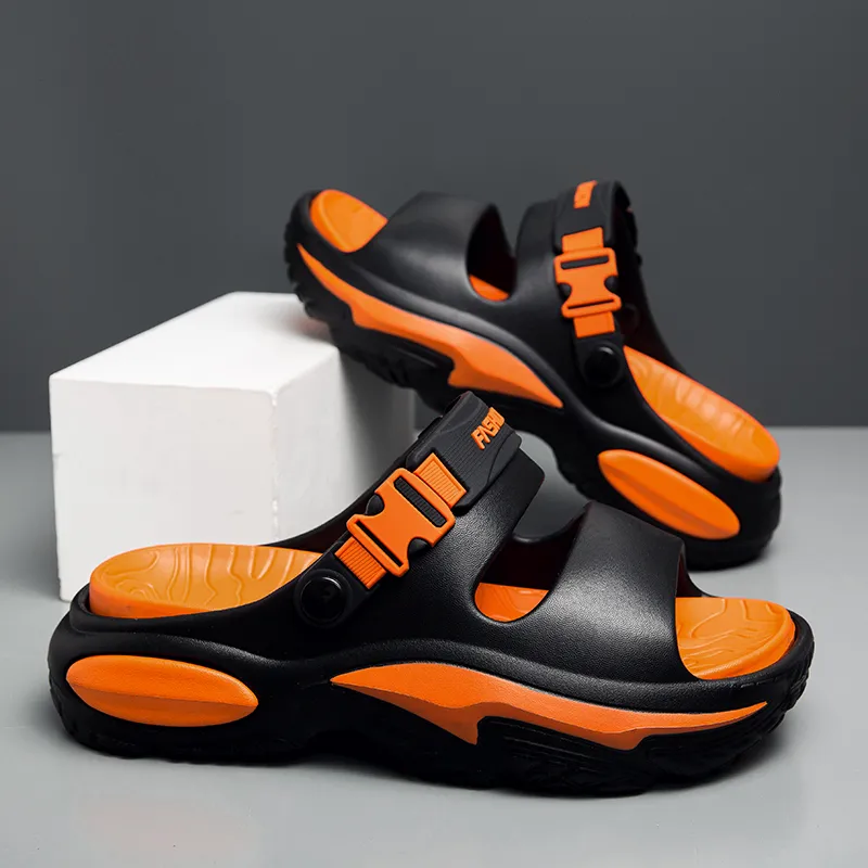 FCMM Beach Sandals Men Khaki/Black Gray/Matcha Green/Black Orange-5