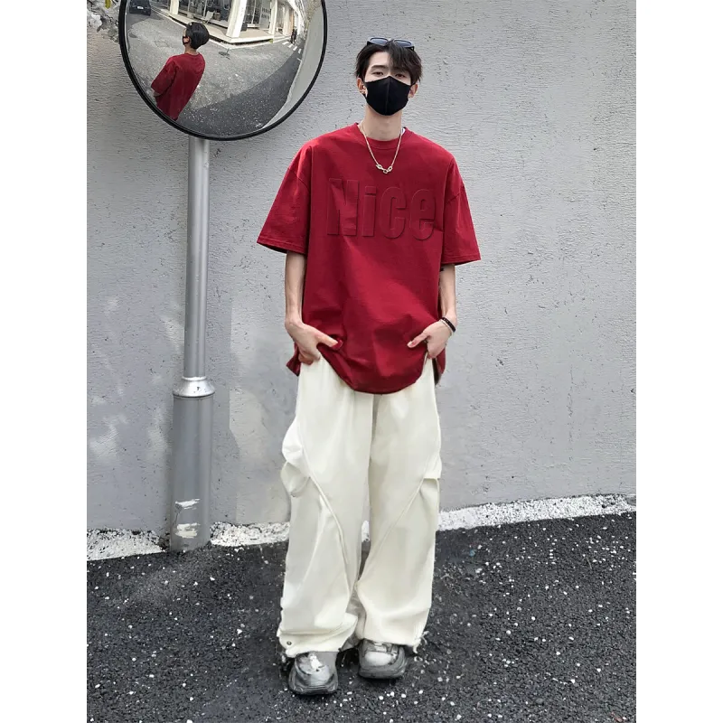 ABCNF Casual Pants Unisex Beige-3