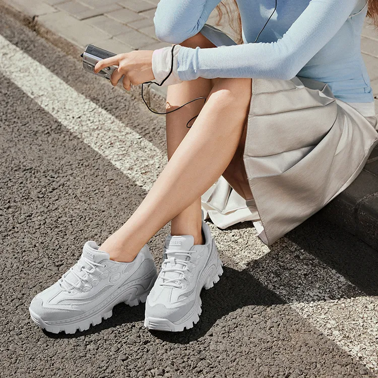 Skechers Street Anti Slip Wear Resistant Low Top Chunky Sneakers Women's Gray-9