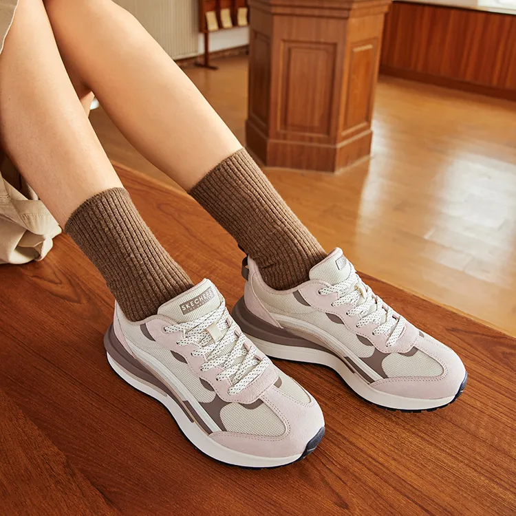 Skechers Street Kesa Shoes Height Increasing Wear Resistant Slip Resistant Low Top Casual Shoes Women's Pink Brown-6