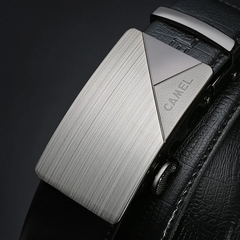 CAMEL Split Cow Leather With Transferred Belly Grain Leather Belts Men's 3.3CM-4