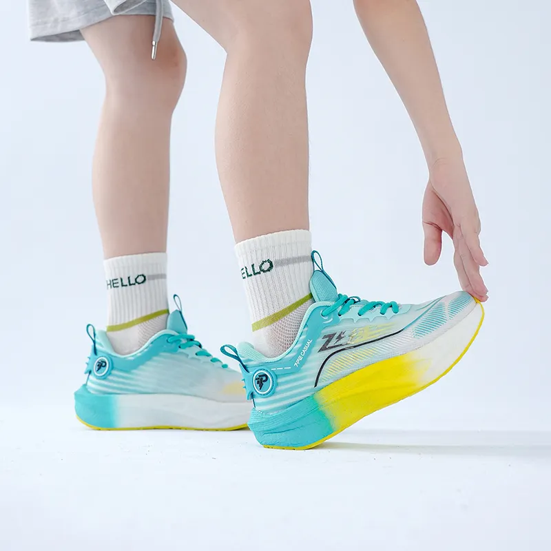 7 PE Running Shoes Unisex Low Top Light Sea Blue/Orange Red-13
