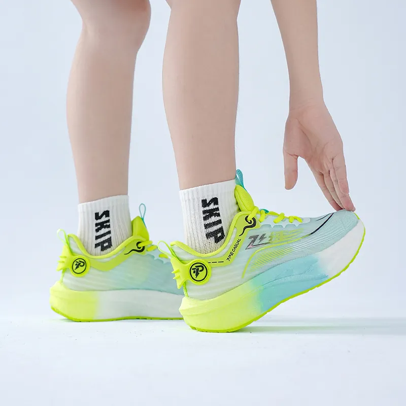 7 PE Running Shoes Unisex Low Top Light Sea Blue/Orange Red-6