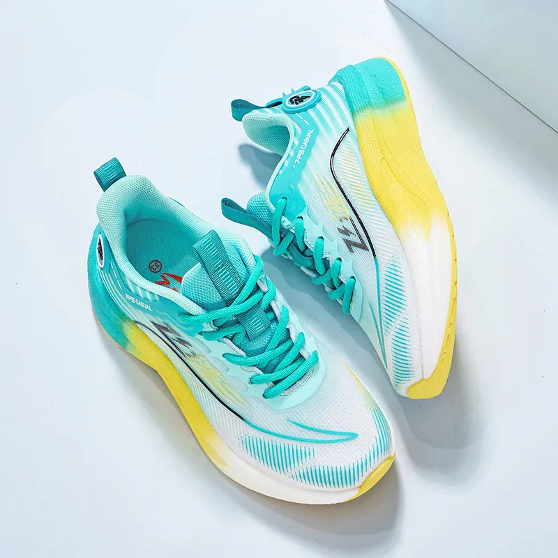 7 PE Running Shoes Unisex Low Top Light Sea Blue/Orange Red-11