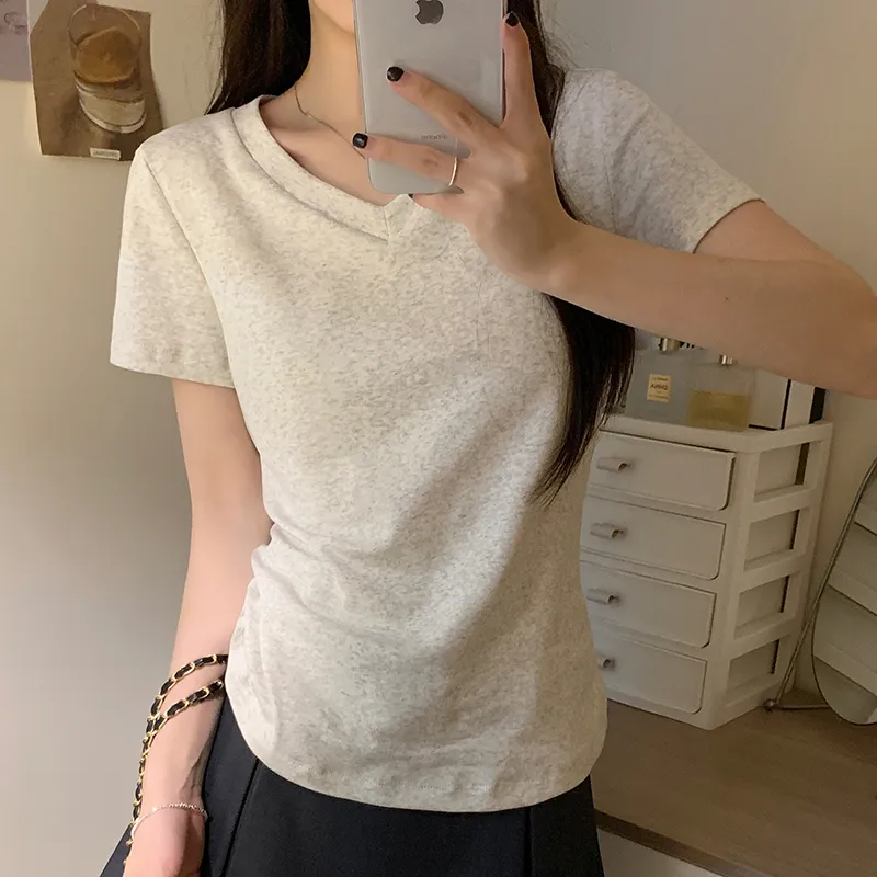 HEISU T Shirt Women's Heather Gray-3
