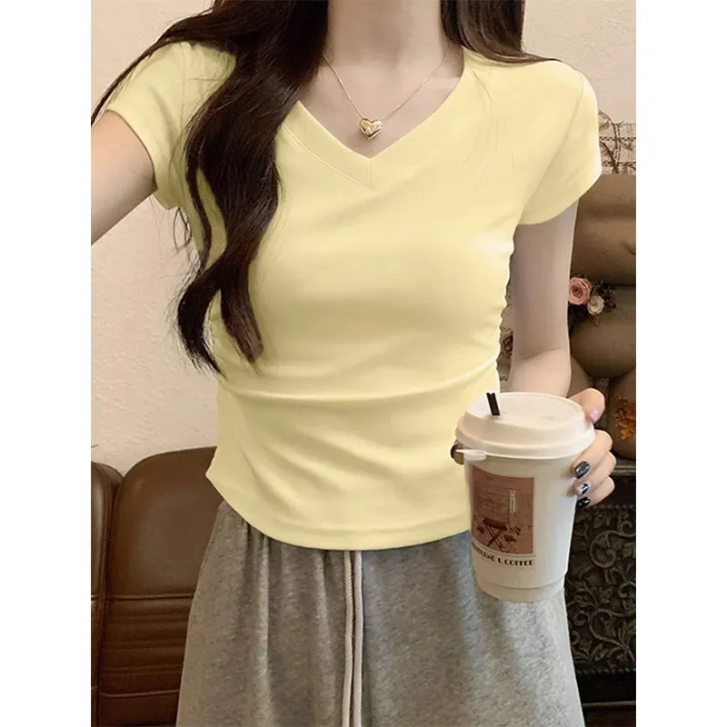 HEISU Regular T Shirt Women's Cream Yellow-3