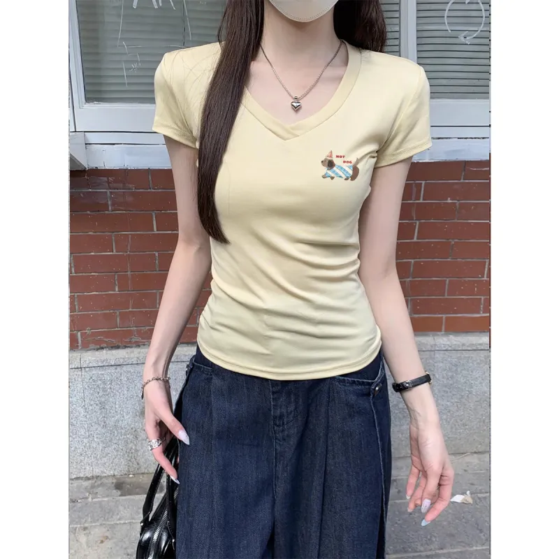 HEISU Regular T Shirt Women's Cream Yellow-42