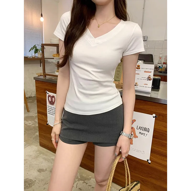 HEISU Regular T Shirt Women's Cream Yellow-15