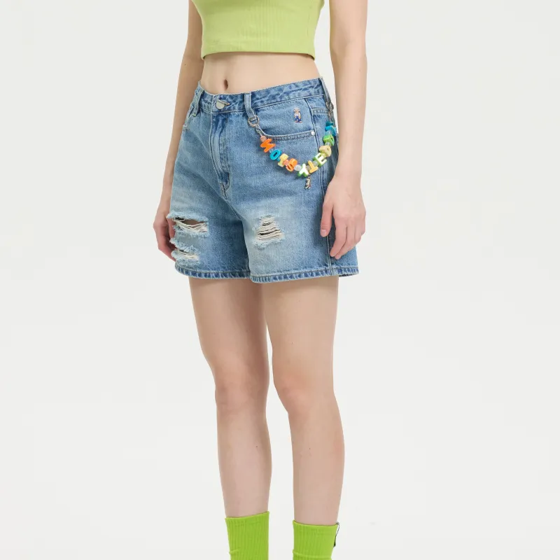 NOISY TEDDY Denim Shorts Women's Denim Blue-3