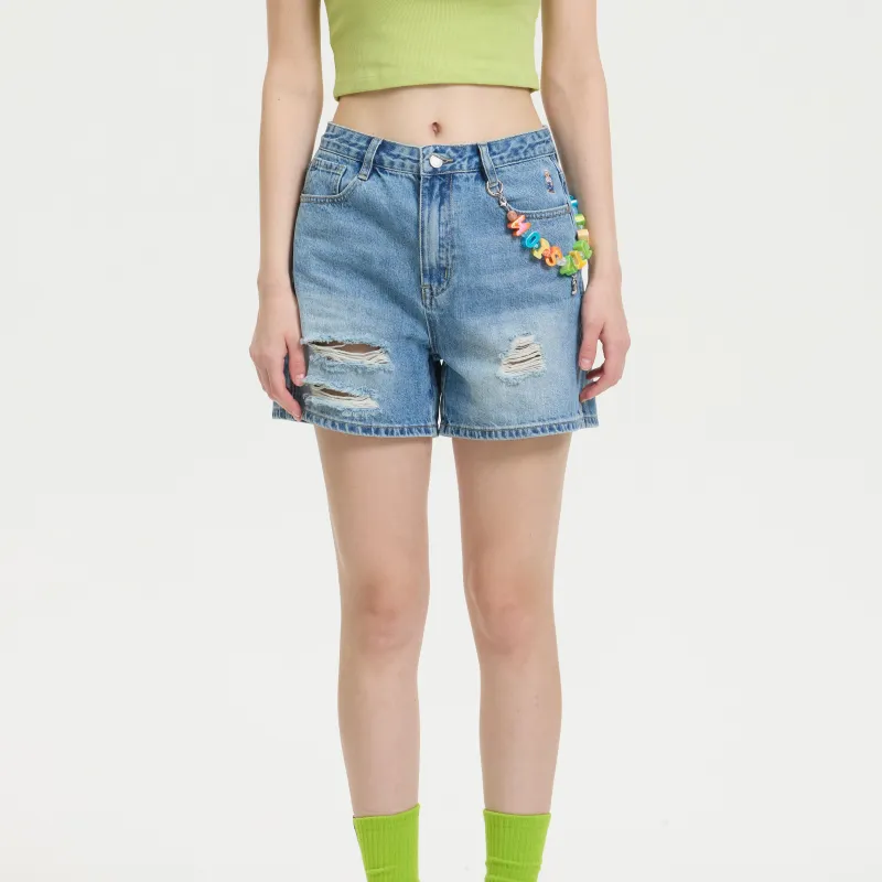 NOISY TEDDY Denim Shorts Women's Denim Blue-2