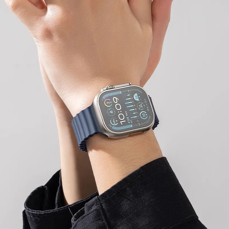 KUYUEXIANG Applewatchultra2/iwatch9/S10/S9/S8/S7/SE Apple Compatibility Watch Band 21CM Silicone Material-3