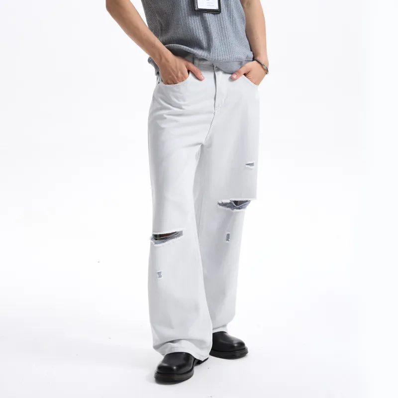 A3G4 Jeans Unisex Gray Sand White-4