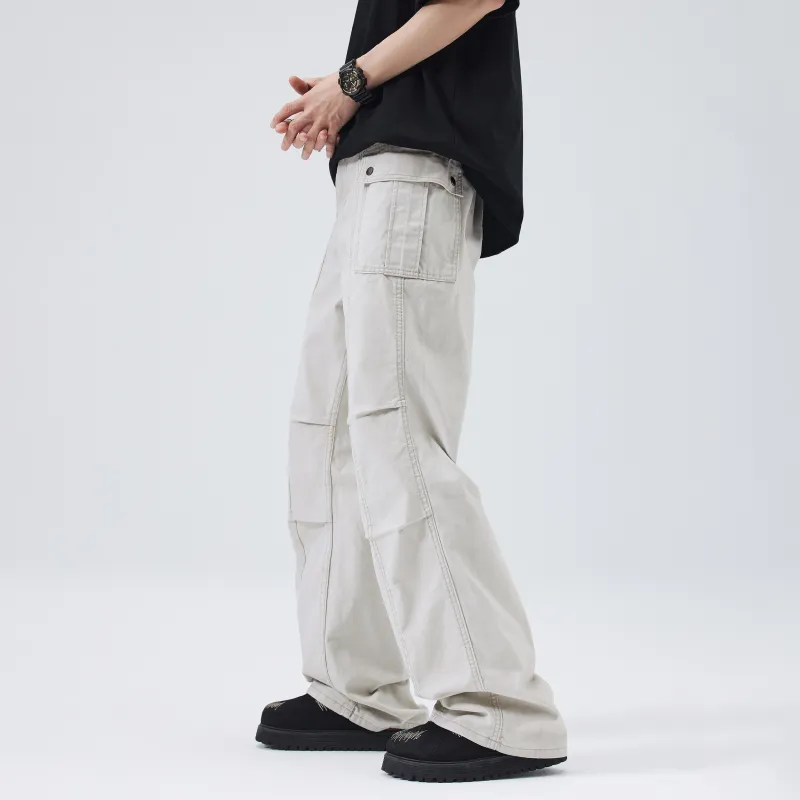 A3G4 Cargo Pants Unisex Beige Apricot-3
