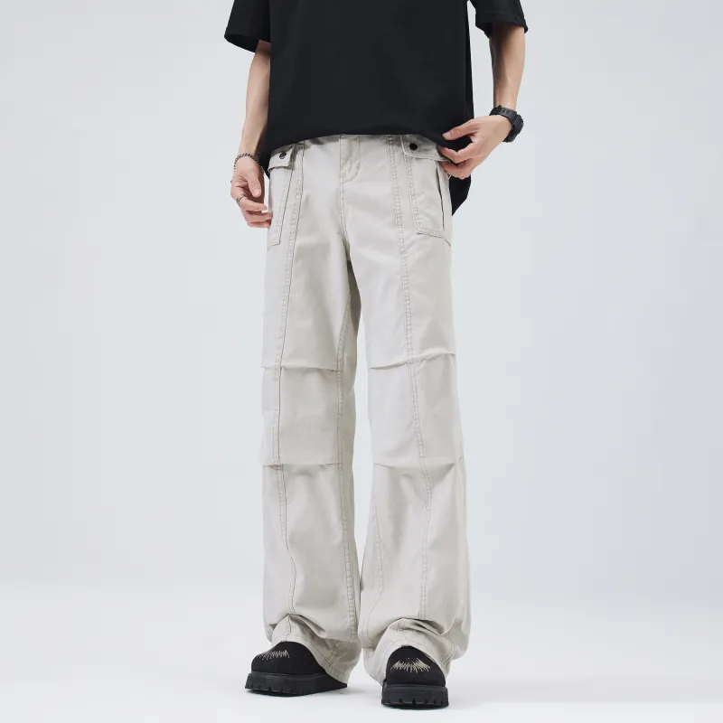 A3G4 Cargo Pants Unisex Beige Apricot-2