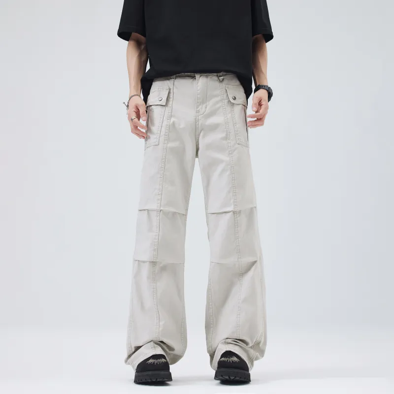 A3G4 Cargo Pants Unisex Beige Apricot-4
