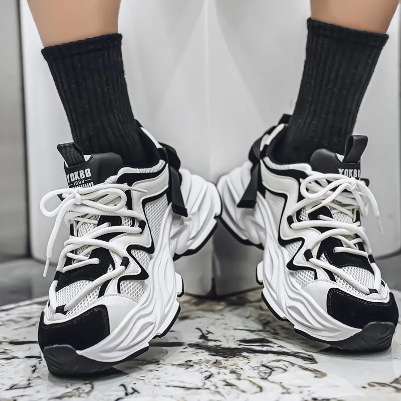 JANE HARLOW Slip Resistant, Abrasion Resistant, Breathable, Height Increasing Low Top Chunky Sneakers Men's-3
