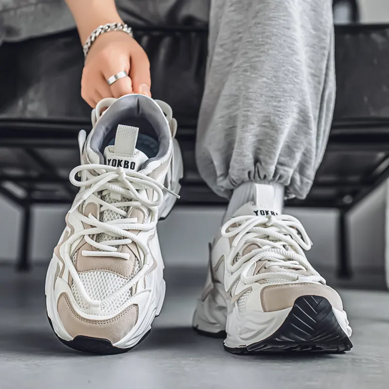 JANE HARLOW Slip Resistant, Abrasion Resistant, Breathable, Height Increasing Low Top Chunky Sneakers Men's-5