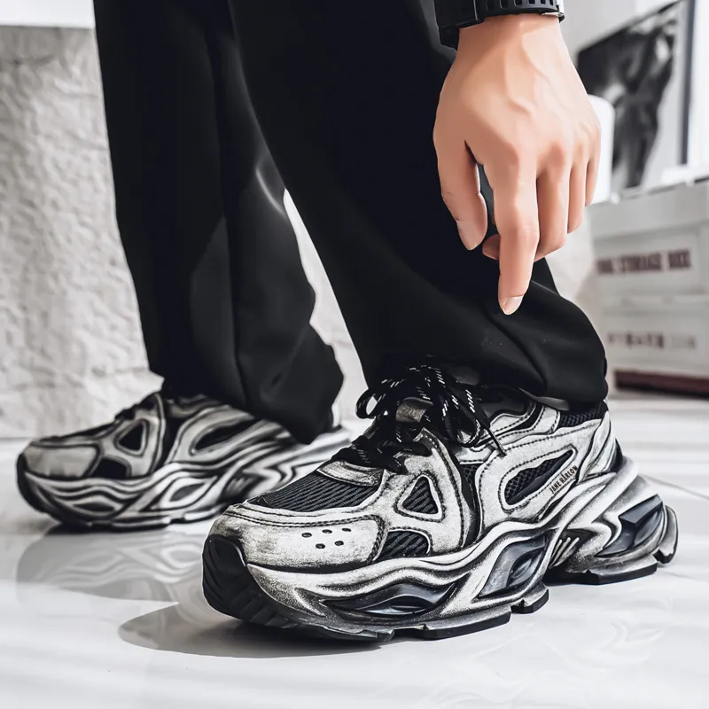 JANE HARLOW Slip Resistant, Abrasion Resistant, Breathable, Height Increasing Low Top Chunky Sneakers Men's-2