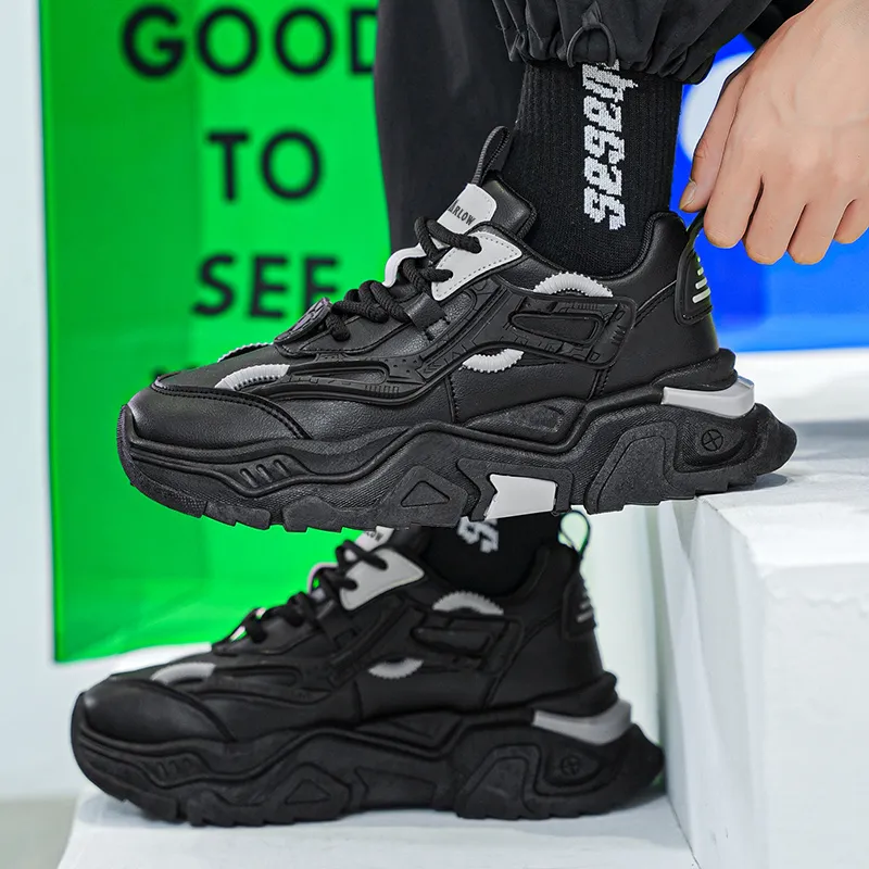 JANE HARLOW Anti Slip And Wear Resistant Height Increasing Low Top Chunky Sneakers Men's-3