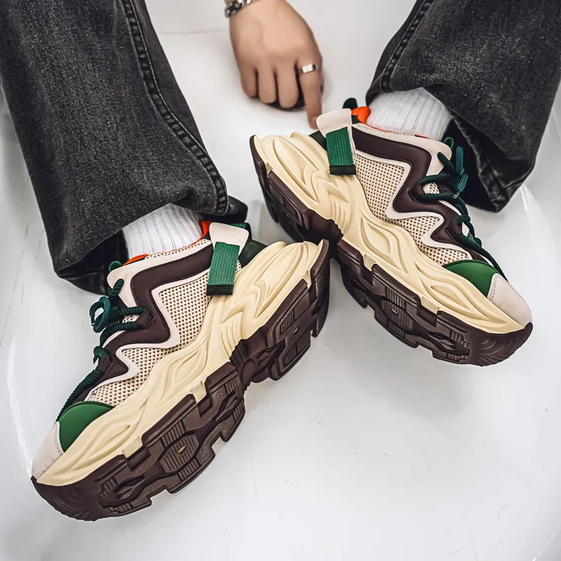 JANE HARLOW Slip Resistant, Abrasion Resistant, Breathable, Height Increasing Low Top Chunky Sneakers Men's-10