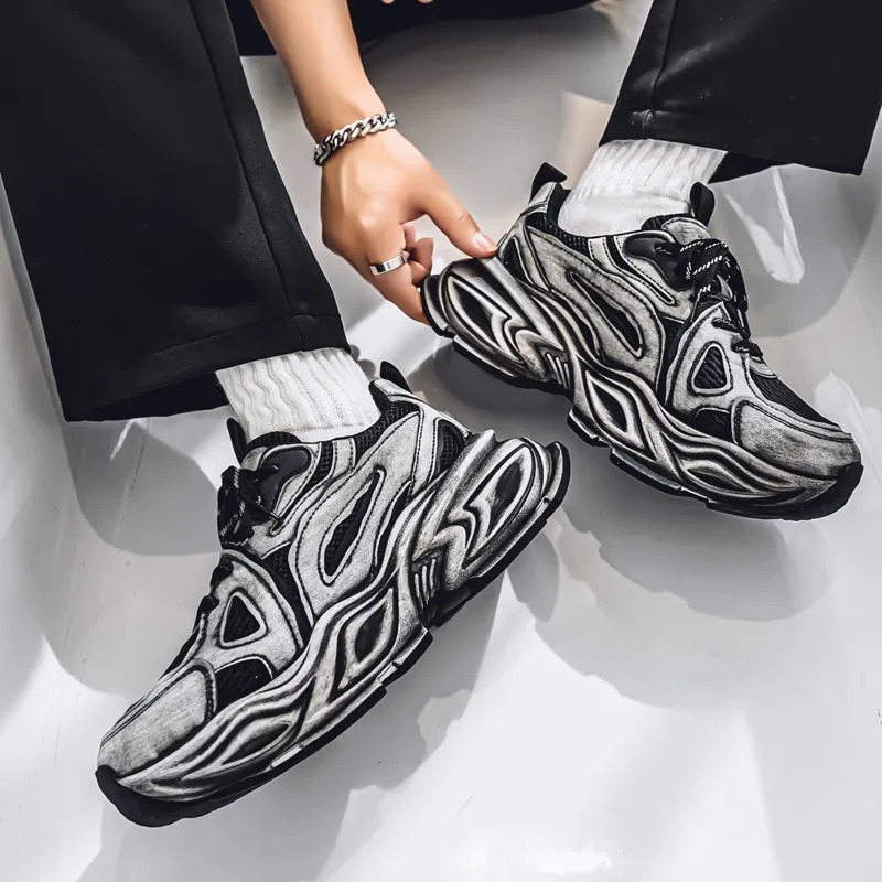 JANE HARLOW Slip Resistant, Abrasion Resistant, Breathable, Height Increasing Low Top Chunky Sneakers Men's-3