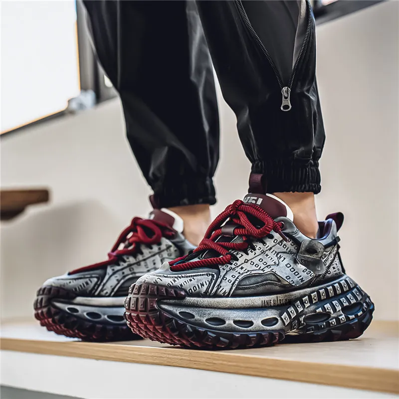 JANE HARLOW Anti Slip And Wear Resistant Height Increasing Low Top Chunky Sneakers Men's-25