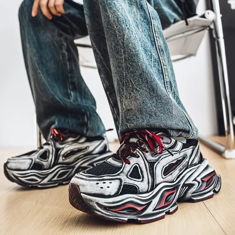 JANE HARLOW Slip Resistant, Abrasion Resistant, Breathable, Height Increasing Low Top Chunky Sneakers Men's-11