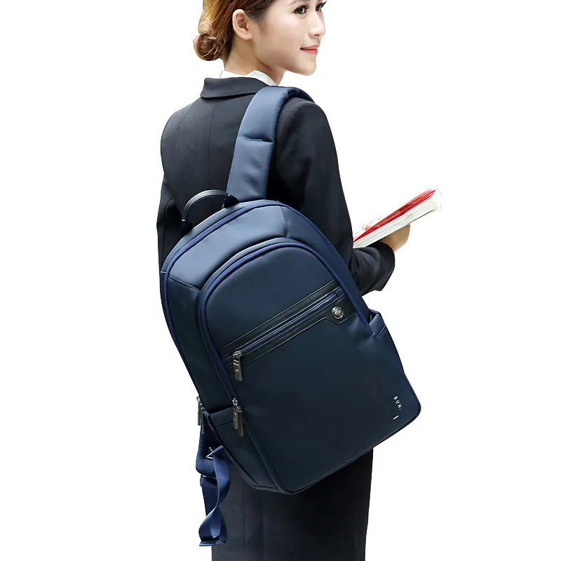 BOODUN Nylon With Cow Leather Backpack Regular Unisex Navy Blue-4