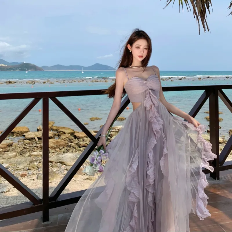 Fashion Sleeveless Dress Women's Dreamy Purple-8