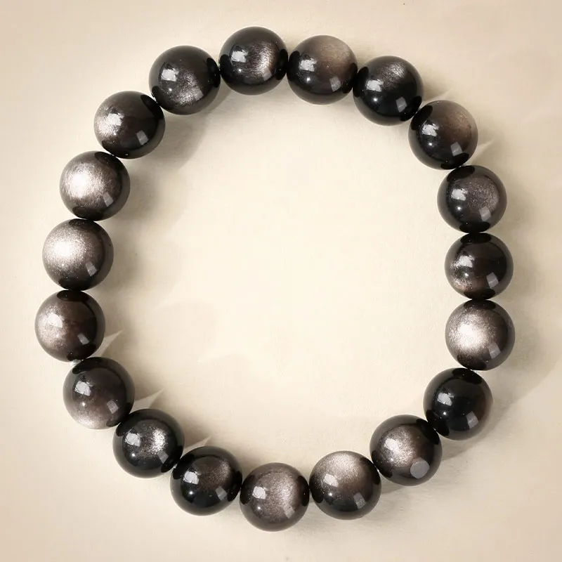 ANXING Obsidian Beaded Bracelet For Good Luck, Wealth, And Career Success Unisex-1