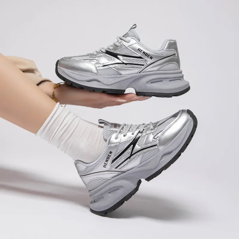 RENBEN Breathable Lightweight Height Increasing Low Top Chunky Sneakers Women's-17