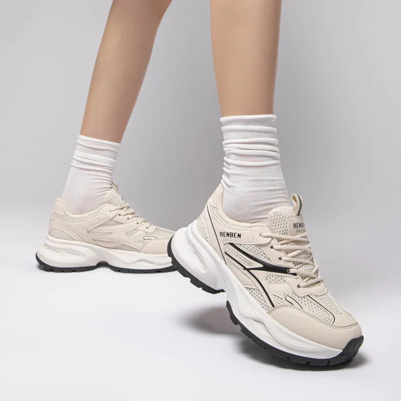 RENBEN Breathable Lightweight Height Increasing Low Top Chunky Sneakers Women's-6