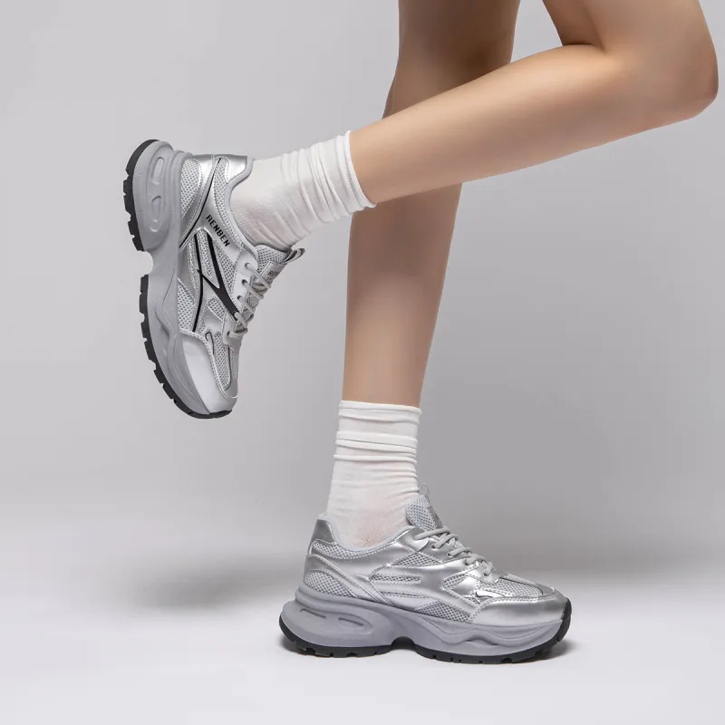 RENBEN Breathable Lightweight Height Increasing Low Top Chunky Sneakers Women's-19