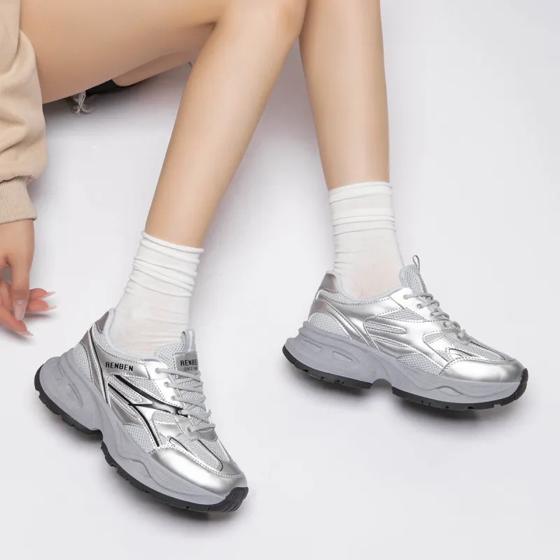 RENBEN Breathable Lightweight Height Increasing Low Top Chunky Sneakers Women's-18