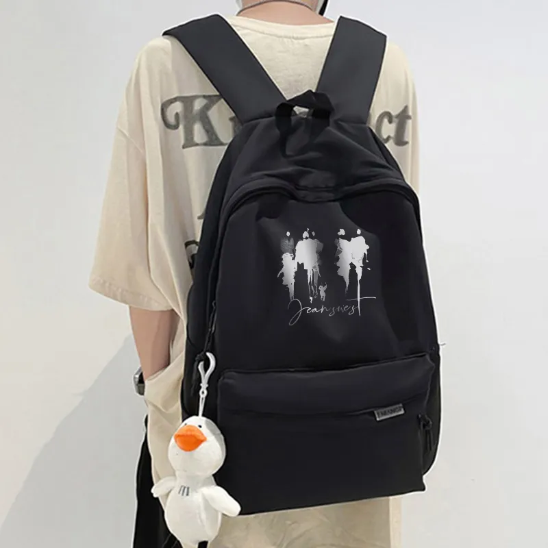 JEANSWEST Nylon Backpack Unisex White/Black-1