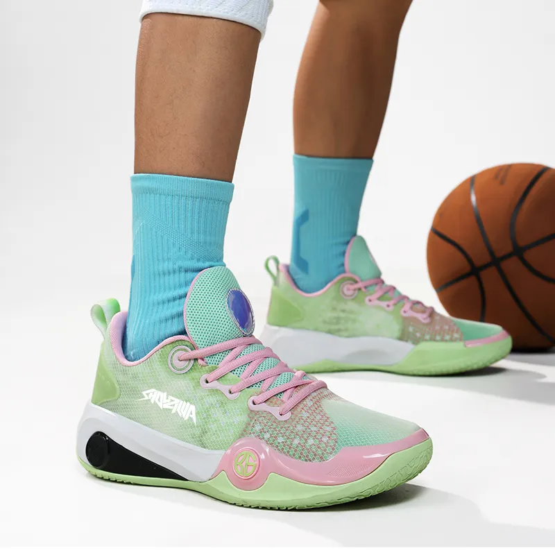Animal Claws Anti Slip Wear Resistant Low Top Basketball Shoes Unisex Green-3
