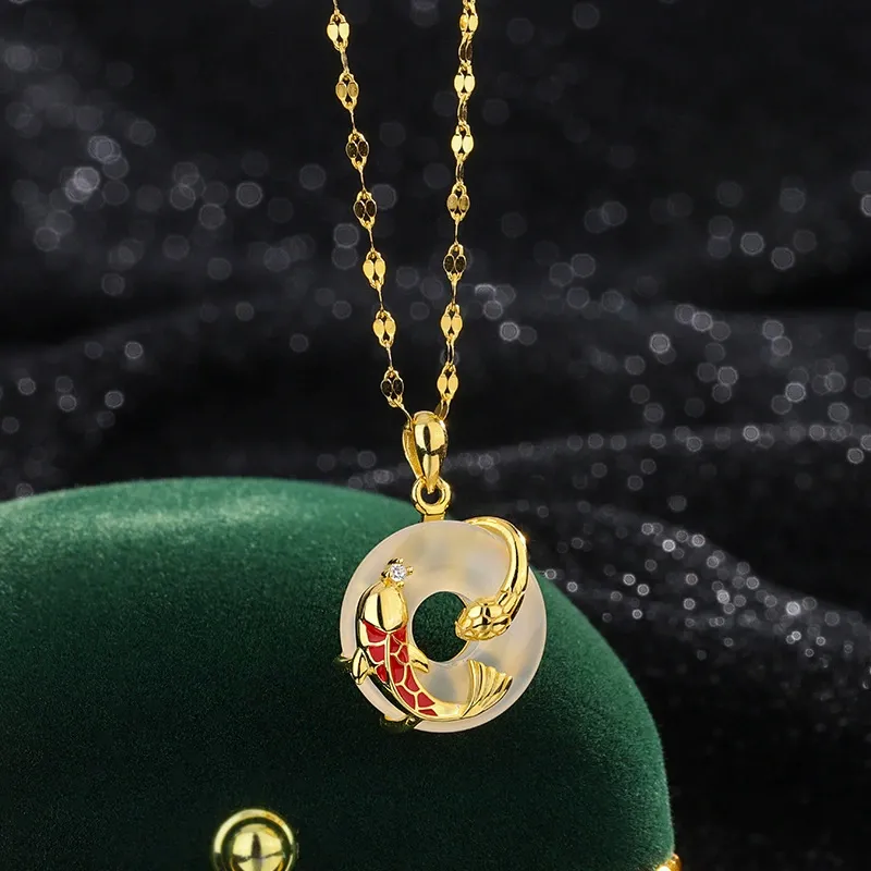 Ancient Jewelry Chalcedony Jade Necklaces Women's-5